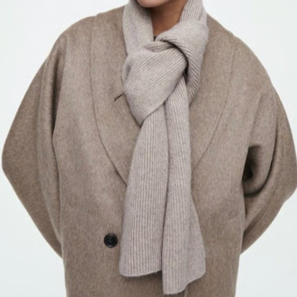 COS Pink RIBBED WOOL AND CASHMERE SCARF